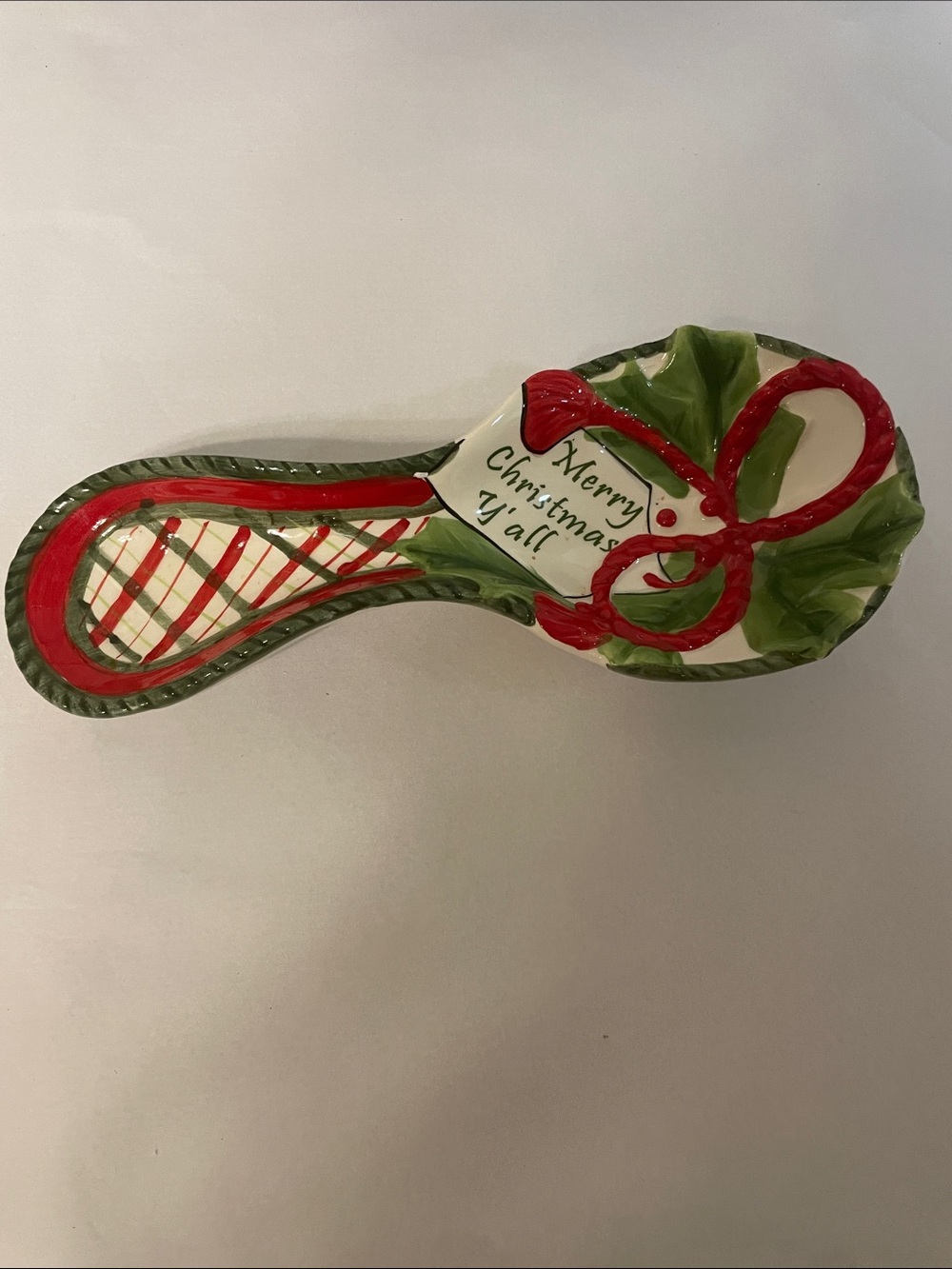 Fitz and Floyd Merry Christmas Y’all Spoon Rest Holiday Ceramic Boxed